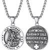 PROSTEEL Collana San Michele Arcangelo Uomo Talismano Portafortuna Acciaio Inossiabile Nero Medaglietta Argento Confezione Regalo