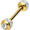 PIERCINGLINE Barbell in acciaio chirurgico, sfere epossidiche + cristalli, barretta per piercing e lingua, colori e dimensioni a scelta, 5 mm, Acciaio chirurgico 316L/resina epossidica