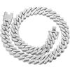 HALUKAKAH Diamante Catena d'oro per Uomo Iced Out,20MM Rombo Fulmine Tre Diamanti di Fila Finitura Oro Bianco Platino Collana 45cm,Completo Cz Taglio a Diamante Set di Punte, Regalo per Lui