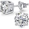 Jiahanzb 18K Oro Placcata Orecchini 925 Argento Sterlina Zirconi Simulato Diamante Brillanti per Donna Uomo 4-8mm Argento Oro Nero Colore