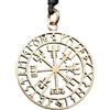 Drachensilber Collana vegvisir con bussola vichinga, in bronzo, da uomo, da donna, con cinturino regolabile