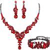 EVER FAITH Collana e Bracciale e Anello, Rhinestone Cristallo Nuziale Art Deco Floreale Onda Goccia Collana Orecchini Braccialetto Set di Gioielli