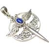 Silberschmuck - BG Ciondolo in argento, motivo: spada Arcangelo Michele, in argento Sterling, pietra lapis, simbolo di protezione