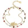 COAI Bracciale Fine da Donna con Cristalli di Tormalina Colorata e Charm Amuleto Mano di Fatima, Bracciale Tormalina Donna