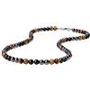 GAVU Collana da Uomo in Pietre Naturali Ematite Occhio di Tigre e Ossidiana, Collana di Perline 6mm da Uomo 60cm