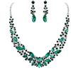 Clearine Parure Gioielli Matrimonio Sposa Collana Orecchini Set per Donne Cristallo austriaco Marquise Grappolo Collo pendente Colore smeraldo Argento-fondo