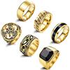 Adramata 6 Pezzi anello Nodo Celtico Gotici Set Anelli da Vichingo Vintage Sigillo Oro Argento Uomo Acciaio Inossidabile