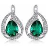 JewelryPalace Orecchini Donna Argento 925 con Simulato Smeraldo, Piercing con Pietra Verde a Taglio Pear, Set Gioielli Verdi e Argento