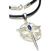 Silberschmuck - BG Ciondolo in argento, con spada dell'Arcangelo Michele, in argento Sterling con pietra di lapis, con nastro in tessuto nero