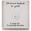 RareLove Regalo per il 50° compleanno da donna, in argento Sterling 925 con 5 anelli per 50 anni, regalo di compleanno per sua moglie, cinque anelli per cinque decenni