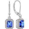 YL Orecchini Rettangolare Argento 925 con Pietra portafortuna di Settembre Zaffiro Orecchini per donna
