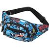 KAIAIWLUO Marsupio mimetico, marsupio mimetico in tessuto di nylon, per uomini e ragazzi, per corsa, escursionismo, viaggi, sport, 35 x 11 cm, Blu mimetico., 32inches, SPORT