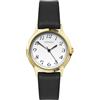 Sekonda Orologio classico da donna, al quarzo, facile da leggere, con display analogico bianco e cinturino nero, Cassa dorata, Colore: RAL
