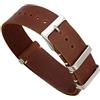 TikTako Pelle Nato cinturino 18mm/20mm/22mm/24mm in acciaio inox Fibbia Uomini Strap Sostituire Bracciale Marrone scuro, 22mm