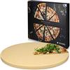 Navaris Pietra Refrattaria per Pizza XL e Ricettario - Cuocere nel Forno di Casa Pane Pizze - Teglia Tonda Ø30,5 cm Cordierite - Cottura Fino a 800°