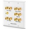 deleyCON Altoparlanti Multimediali Wallbox Scatola di Derivazione a Muro con Spina a Banana Prese per Sistema Audio Surround 5.1 e Subwoofer Home Cinema