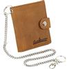 EuroRoutier ® Portafoglio Biker Motociclista in Vera Pelle Brown con Catena, Piccolo Con Protezione RFID