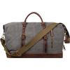S-ZONE Unisex Borsa da Viaggio 52-55L Vintage Canvas Crazy Horse Finiture in Pelle Bagaglio a Mano Weekender Borsa Sportiva per Viaggi Weekend Vacanze