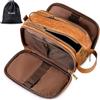 Elviros Borsa da Toilette Uomo Impermeabile in PU, Beauty Case Grande per Viaggio con Organizzatore, Borsa Igiene Personale per Palestra e Lavoro, marrone, 24 * 14 * 14cm