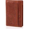 Matador Custodia per carte di credito Slim Wallet da uomo in pelle Custodia per carte di credito approvata da TüV Protezione RFID Portafoglio da donna YKK Zipper Marrone