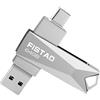 FISTAD Chiavetta 64GB USB 3.0 OTG Flash Drive Tipo C 2 in 1 Pendrive Rotante Memoria Stick Per USB C Smartphones, Laptop, ecc (Argento)
