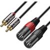 J&D 2 RCA a XLR Cavo, Unbalanced Dual XLR a 2x RCA Maschio Cavo di Interconnessione per Altoparlante, Amplificatori, Sistemi Audio Stereo HiFi, 1,8 Meter