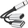 MOSWAG Adattatore USB C maschio a USB femmina con ricarica, splitter USB C OTG 2.0 compatibile con Chromecast con Google TV/Samsung S22 S21 S20 S20+ Ultra/Google Pixel 5 4 4 XL 3 3 XL