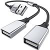 MOSWAG Splitter Adattatore USB Y a 2 USB Femmina, Doppia Prolunga USB 2.0 per Cavo di Alimentazione per Ricarica/Trasferimento Dati/Laptop/Mac/Auto