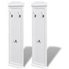 vidaXL 2X Legno Abete Appendiabiti da Parete con 3 Ganci Bianchi Attaccapanni