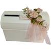 PUNTO CASA Baule Scatola Porta Buste Matrimonio Nozze Colore Avorio Nastro E Fiore Pesca 38X23X25 CM
