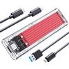 ORICO Adattatore NVMe USB M.2 Case, NVMe PCI-e SSD Enclosure Type-C USB3.2 Gen2 10Gbps Trasparente External Custodia per PCIe M-Key 2230/2242/2260/2280 SSD, Supporto UASP&TRIM (Rosso) -TCM2