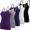 BQTQ 5 Pezzi Canotta Donna Regolabile Spalline Canottiere per Donna e Ragazze, Nero, Bianco, Grigio, Blu Scuro, Rosso Scuro, S