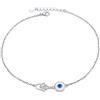 Flyow Cavigliera in argento sterling 925, con ciondoli a forma di occhio di Allah e mano di Fatima/farfalla/croce/nodo celtico/cuore, per donne e ragazze, regolabile, 22,8-25,4-28 cm
