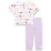 Champion Legacy American Classics-T-Shirt & Leggings Completo, (Bianco/Lavanda), 15-16 Anni Bambine e Ragazze