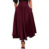 Topgrowth Gonna Lunga Vita Alta Elegante Vintage Maxi Gonna a Pieghe Spacco Gonna Retro Tasche Cintura Lunga Vestito da Donna (Rosso, M)