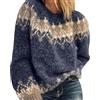 WHZXYDN Maglione da Donna in Jacquard Lavorato A Maglia Grossa in Mohair Allentato Casual da Donna Autunno E Inverno Nuovo Stile