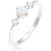 Elli Anelli Donne Banda Geo Vintage Tendenzia con Opale Sintetico in Argento Sterlino 925