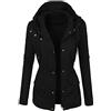 Shallood Cappotto da Donna Corta Giacca di Pelle Risvolto Multi Cerniera Morbida Sottile Ecopelle Biker Giacchetto Donna Autunno Inverno Parker Cappotto Nero 40