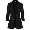 Onsoyours Donna Blazer Primavera Lungo Elegante Basic Colletto Rivolto Tinta Unita Elegante Ufficio Business A Grigio Scuro L