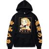 Sybnwnwm Demon Hoodie Rengoku Kyoujurou Tanjirou Anime Pullover Felpa con cappuccio, Nero , M