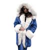 Hahaemma - Cappotto invernale da donna, lungo, elegante, con colletto in pelliccia, con cappuccio, a maniche lunghe, S-2XL, colore: Grigio/Nero bianco XXL