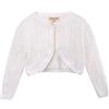 Alunsito Baby Girl Manica Lunga Bolero Wedding Pageant Coprispalle Abito Solido Coprispalle Cardigan Corto Giacca, 120, Bianco, 4-5 Anni