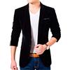 Botong Giacca da uomo in velluto blu reale con risvolto a picco giacca da uomo slim fit casual cappotto, Nero , 60 IT - giacca ,54 IT - pantaloni