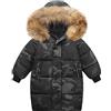 amropi Ragazzi Ragazze Cappotto con Cappuccio di Pelliccia Imbottiti Inverno Parka Giacca Camuffare Nero,7-8 Anni