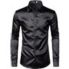 Dsimilarl Camicia da smoking in raso di seta bianca da uomo a maniche lunghe con vestibilità da uomo camicie da festa di nozze da ballo maschile camicia casual chemise