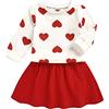 Alunsito Set minigonna neonata neonato manica lunga stampa cuore top gonna elastica in vita abiti san valentino 90 rosso 2-3 anni