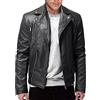 ALAIYO Giacca Uomo Tinta Unita Urban Zip Giacca Uomo Slim Fit Collare In Piedi Casual Giacca Uomo Personalità Handsome Giacca In Ecopelle Manica Lunga Giacca Uomo J-Black2 5XL