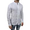 Mat Sartoriale Camicia Uomo Sartoriale 100% Puro Lino Slim Fit Bianco Casual Elegante (L)
