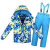 LSHDCER Tuta Da Sci Bambino Tuta Da Neve Bambino Giacca Soft Shell E Pantaloni Da Neve Caldo Invernale Sportiva Set, Camouflage Giallo Blu, 8/6-7 Anni