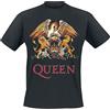 Queen Crest Vintage Uomo T-Shirt Nero S 100% Cotone Regular